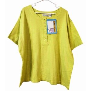 Vintage San Michelle Bay Summer Neon Green Yellow T-shirt Shirt Top Women's 3X